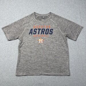 Houston Astros Shirt Mens Large Gray MLB Baseball Short Sleeve Raglan Tee